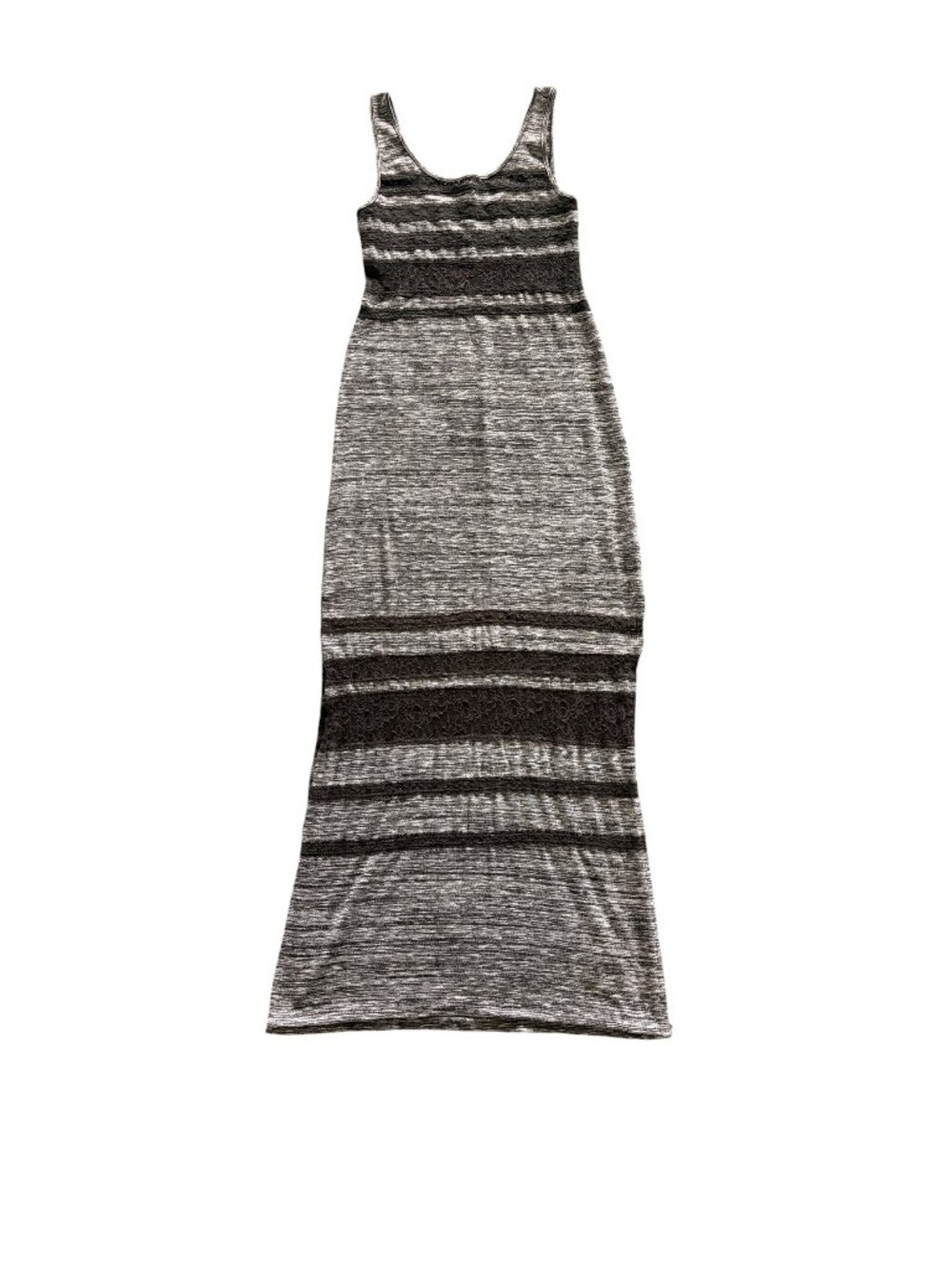 Free People Gray Maxi Tank Dress High Slits Striped Black Lace Womens Small